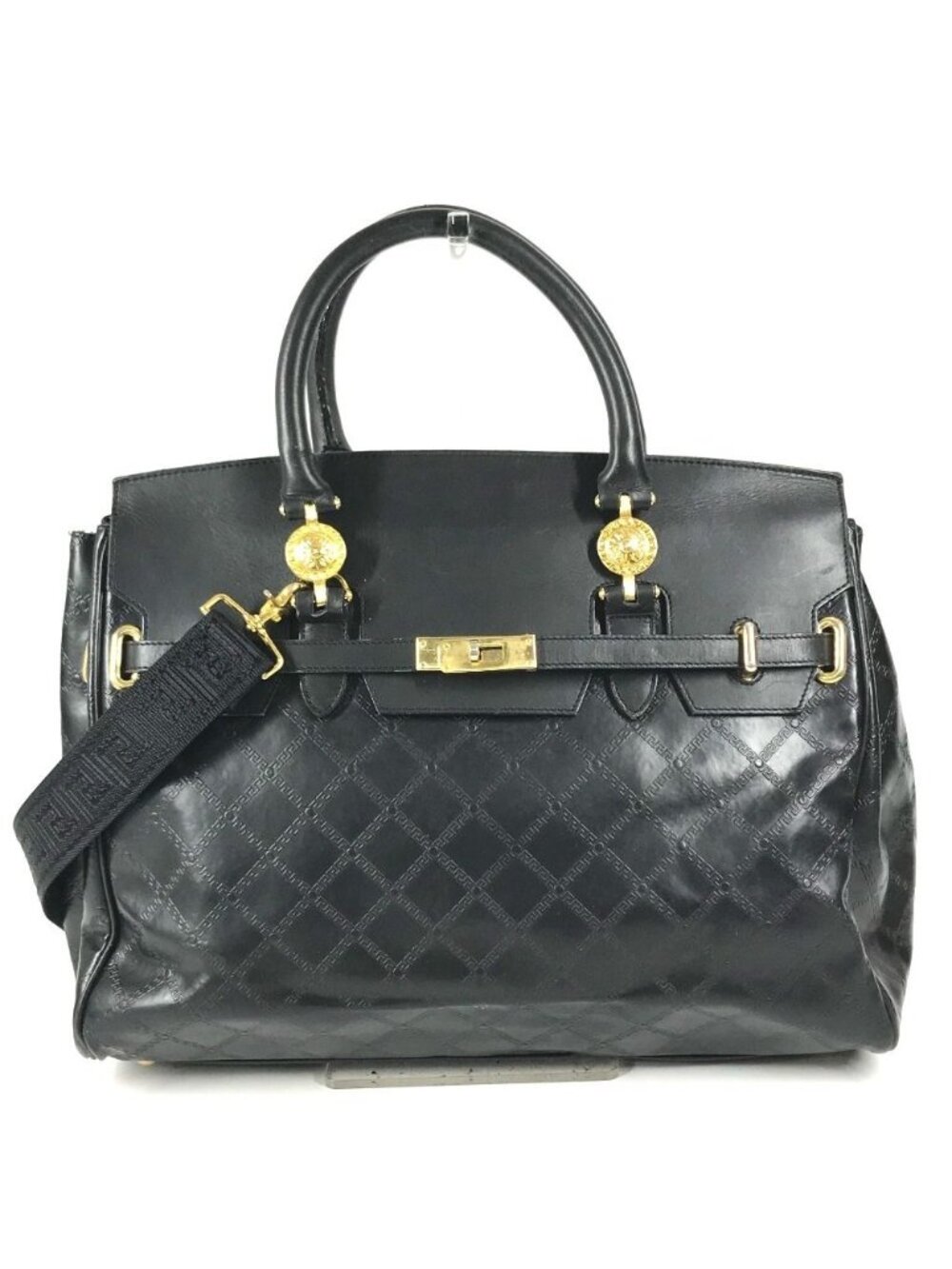 Versace Boston Bag Medusa Logo Leather Black
